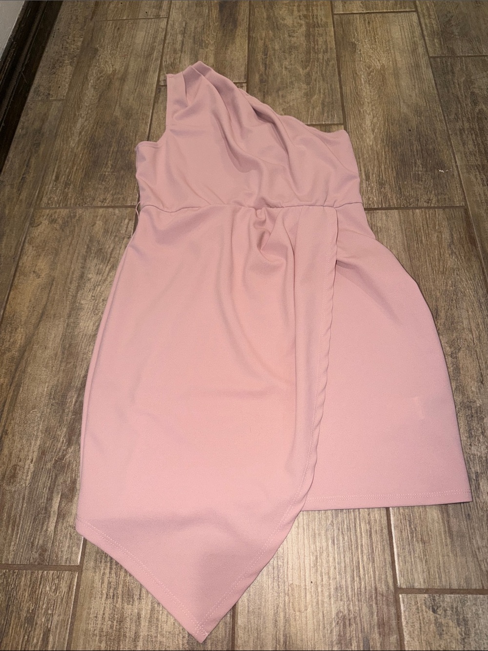 One-Shoulder Pink Asymmetrical Women’s Dress